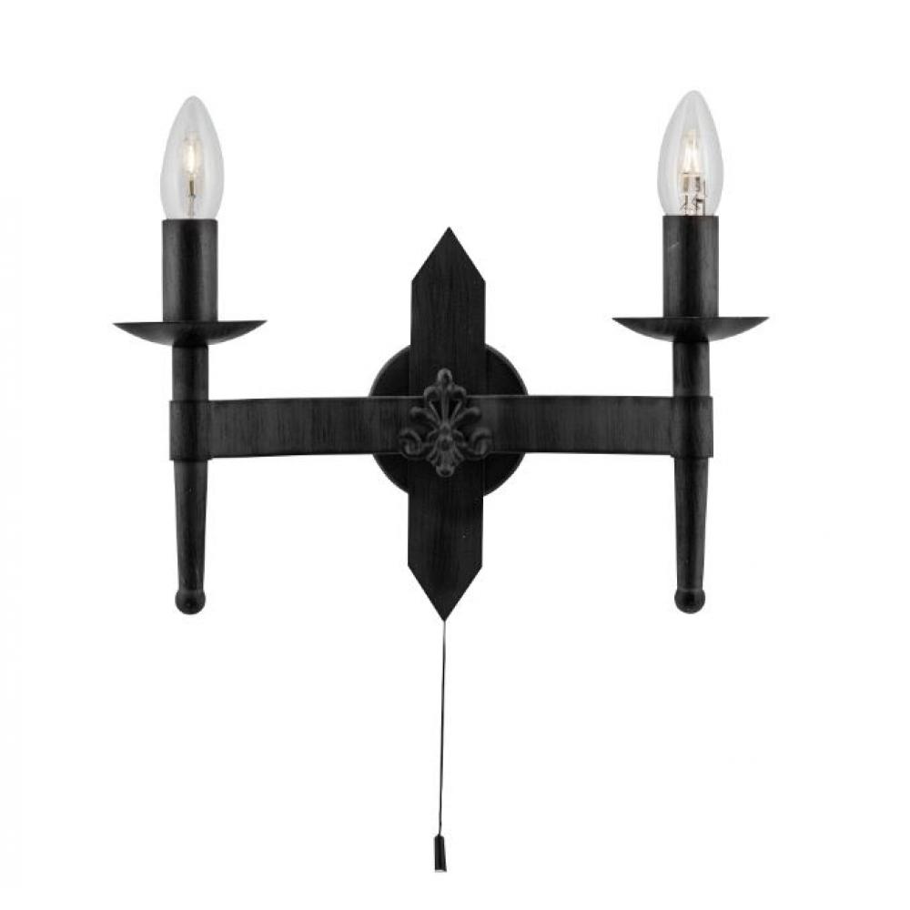 kovane zelezo lampa nastenna spalna postel vedla dvojziarovka postel obyvacka osvetlenie citacia lampa zelezo cierna mediteranska provance zamok.jpg